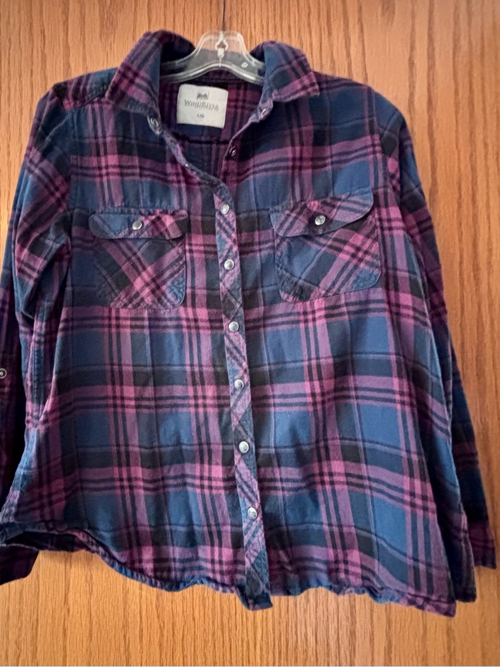 Wind River Navy and Purple Plaid Button-Down Shirt